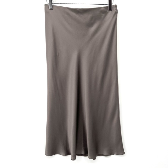 Quince 100% Silk Midi Skirt Size L Gray Minimalist Chic Quiet Luxury - Picture 1 of 9
